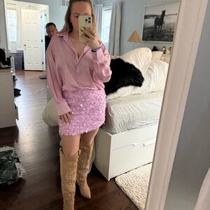 Zara Light Pink Satin Blouse